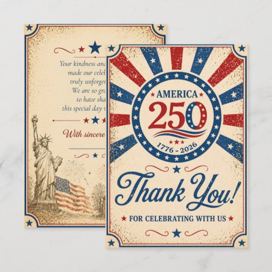 Custom Message Vintage America 250 1776–2026  サンキューカード (正面/裏面)