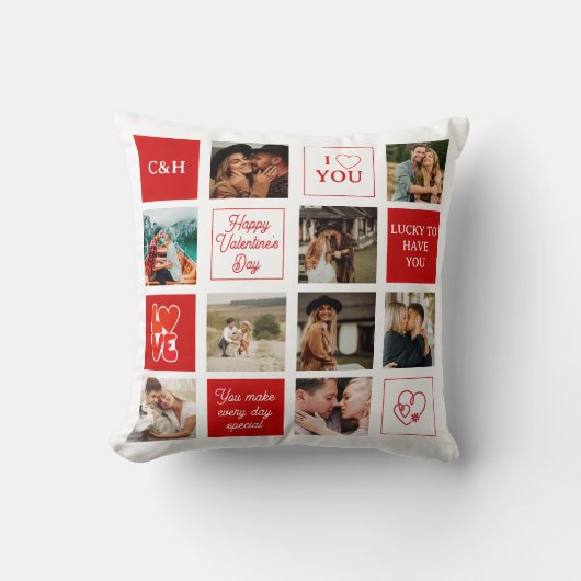 Custom Messages Husband 9 Photo Valentine's Day クッション (正面)