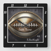 Custom Metallic Football  スクエア壁時計 (正面)