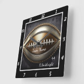 Custom Metallic Football  スクエア壁時計 (傾斜)