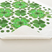 Custom Metallic Green Clover & Swirl Pattern  シェルパブランケット (3/4)