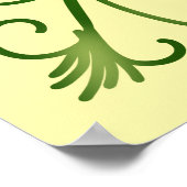 Custom Metallic Green Clover & Swirl Pattern  ポスター (角)