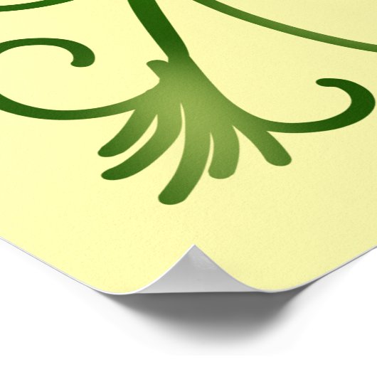 Custom Metallic Green Clover & Swirl Pattern  ポスター (角)