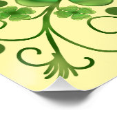 Custom Metallic Green Clover & Swirl Pattern  ポスター (コーナー)
