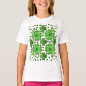 Custom Metallic Green Clover & Swirl Pattern  Tシャツ (正面)