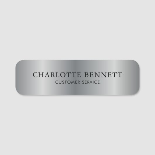 Custom Metallic Silver Office Employee Staff 名札 (正面)