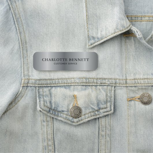 Custom Metallic Silver Office Employee Staff 名札 (インサイチュ)