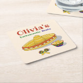 Custom Mexican Fiesta Bachelorette Party スクエアペーパーコースター (アングル)