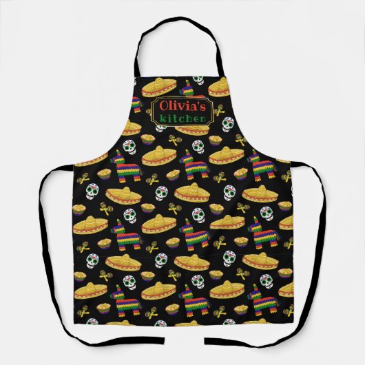 Custom Mexican Fiesta & Día de Muertos Apron エプロン (正面)