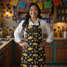Custom Mexican Fiesta & Día de Muertos Apron エプロン