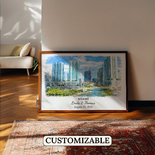 Custom Miami Wall Art, Florida Poster ポスター