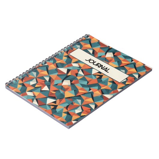 Custom Mid-Century Geometric Teal & Orange Pattern ノートブック (左側)
