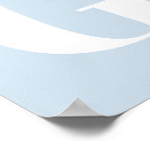 Custom Mid Century Retro Letter Initial Icy Blue ポスター (角)