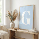 Custom Mid Century Retro Letter Initial Icy Blue ポスター<br><div class="desc">Transform your space with a touch of mid-century charm! This customizable retro letter art print in cool white and icy glacier blue is the perfect way to add a pop of color and personalized flair to your home. Whether you're designing a trendy gallery wall, decorating a bedroom, or searching for...</div>