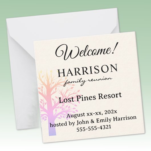 Custom Mini Family Reunion Welcome Gift Bag ノートカード