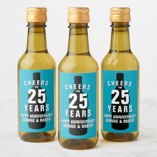 Custom Mini Wine Bottle Label for 25th Anniversary ワインラベル (ボトル)