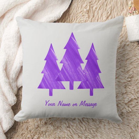 Custom Minimal Cool Aesthetic Purple Trees クッション (ブランケット)