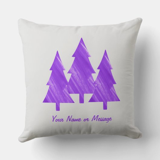 Custom Minimal Cool Aesthetic Purple Trees クッション (裏面)