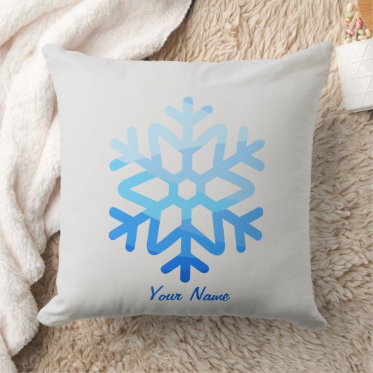 Custom Minimal CoolAesthetic Snowflake Lightblue   クッション (ブランケット)