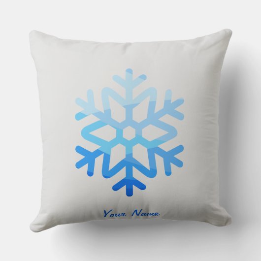 Custom Minimal CoolAesthetic Snowflake Lightblue クッション (裏面)