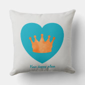 Custom Minimal Geometric Orange Crown Blue Heart  クッション (裏面)