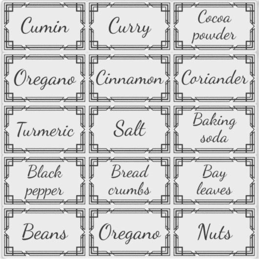 Custom Minimal Kitchen Spices Storage Labels シール (正面)