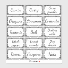 Custom Minimal Kitchen Spices Storage Labels シール