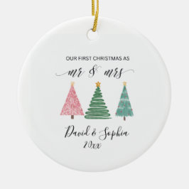 custom minimalist boho hand-drawn Christmas tree セラミックオーナメント