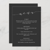 Custom Minimalist Classic Black Wedding Dinner メニュー (正面/裏面)
