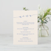 Custom Minimalist Classic Blue Wedding Dinner メニュー (スタンド正面)