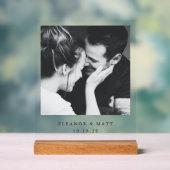 Custom Minimalist Couple Photo Wedding Clear アクリルサイン (ニュートラル)