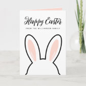 Custom Minimalist Cute Bunny Ears Happy Easter カード (正面)