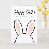 Custom Minimalist Cute Bunny Ears Happy Easter カード (黄色い花)