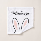 Custom Minimalist Cute Bunny Ears Happy Easter バスタオルセット (ウォッシュタオル)