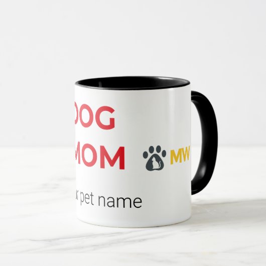 Custom Minimalist Dog Mom Two-Tone Mug – Personali マグカップ (正面右)