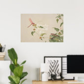 CUSTOM Minimalist Dragonfly & Caterpillar Print ポスター (ホームオフィス)