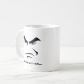 Custom Minimalist Expression Design Scowl Man Face コーヒーマグカップ (正面左)