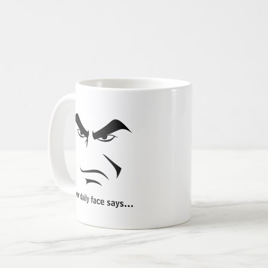 Custom Minimalist Expression Design Scowl Man Face コーヒーマグカップ (正面左)