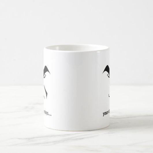 Custom Minimalist Expression Design Scowl Man Face コーヒーマグカップ (中央)
