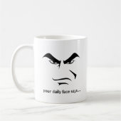 Custom Minimalist Expression Design Scowl Man Face コーヒーマグカップ (左)