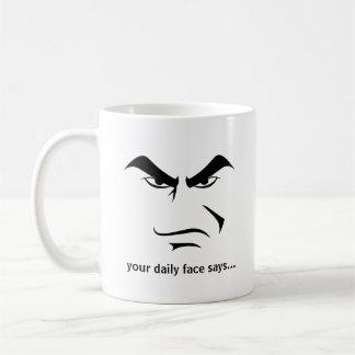 Custom Minimalist Expression Design Scowl Man Face コーヒーマグカップ