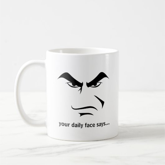 Custom Minimalist Expression Design Scowl Man Face コーヒーマグカップ (左)