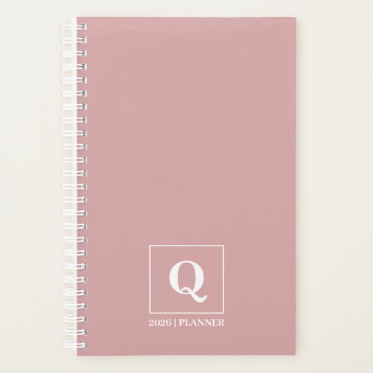 Custom Minimalist Feminine Dusty Rose 2026 Planner プランナー手帳 (正面)