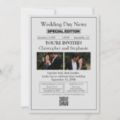 Custom Minimalist Modern Script Newspaper Wedding 招待状 (正面)