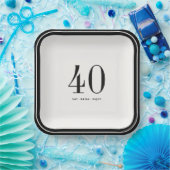 Custom Minimalist Plates, Black and White Birthday ペーパープレート (パーティー)