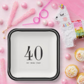Custom Minimalist Plates, Black and White Birthday ペーパープレート (パーティー)