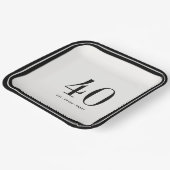 Custom Minimalist Plates, Black and White Birthday ペーパープレート (傾斜あり)