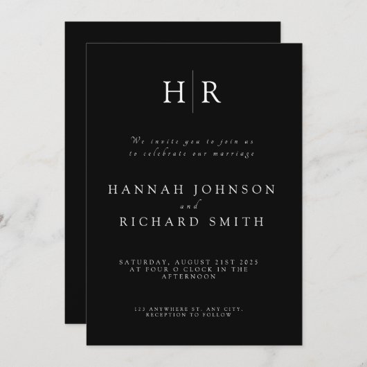 Custom Minimalist Wedding Invitation 招待状 (正面/裏面)