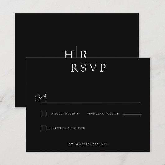 Custom Minimalist Wedding RSVP 案内ポストカード (正面/裏面)