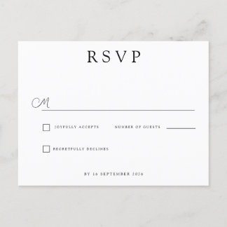 Custom Minimalist Wedding RSVP 案内ポストカード